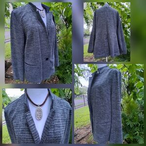 🔥Banana Republic Tailored Fit Charcoal Blazer Size Large EUC & FREE GIFT